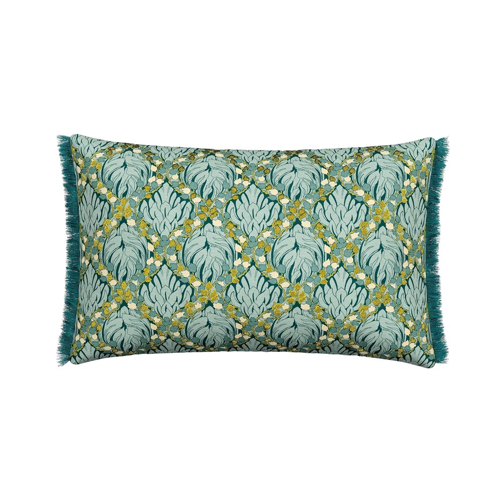 Botanical Harmony Floral Cushion by V&A in Teal Claret